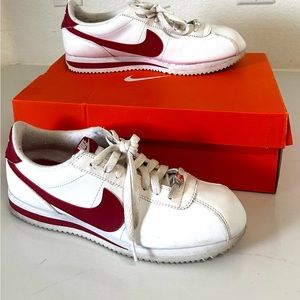 Red and white mens Nike cortez